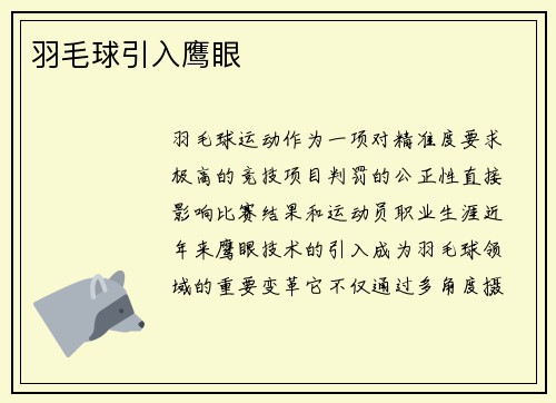 羽毛球引入鹰眼